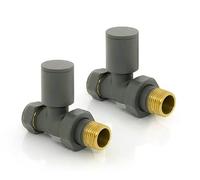 Team Controls Anthracite Straight Valves for Heated Towel Rail or Radiator 15mm Pair