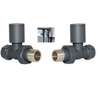 Team Controls Anthracite Straight Valves for Heated Towel Rail or Radiator Minimalist Brass Pairs 15mm Central Heating