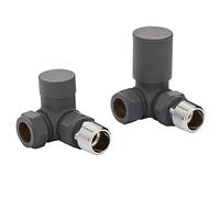 Team Controls Designer Matt Anthracite Corner Radiator Valves Pair 15mm Towel Rail Valve KT