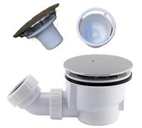 Team Controls Team Supplies 90mm High Fast Flow Shower Enclosure Tray Waste & Easy Clean Removable Chrome Effect Cap, Chrome / White