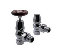 Team Controls Traditional Polished Chrome Angled Manual Radiator Valve with lockshield Pack 15mmx1/2''