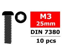 Team Corally Hex Button Head Screw M3 x 25mm Steel 10 Pieces C-3003-30-25