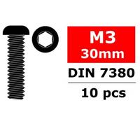 Team Corally Hex Button Head Screw M3x30 Steel DIN7380 10 Pieces C-3003-30-30