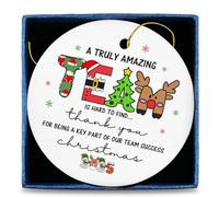 Team Coworker Christmas Ornaments, Teamwork Gifts for Coworker Colleagues Work Besties Office BFF, Thank You Gifts Best Team Gift Ceramic Ornament for Christmas Tree Decorations, Corporate Gift