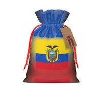 Team Ecuador Print Christmas Burlap Gift Bag With Drawstring, Present Small Favor Pouch For Birthday Parties-S Size