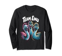 Team Emu Funny Cartoon Aussie Outback Bird Birthday Party Long Sleeve T-Shirt