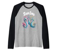 Team Emu Funny Cartoon Aussie Outback Bird Birthday Party Raglan Baseball Tee