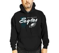 Team Fan Apparel NFL Adult Unisex Retro Script Ultra Soft Fleece Hooded Sweatshirt, Officially Licensed Football Performance, Black, Large