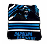 Team Fan Apparel NFL Raschel Throw Blanket- 50X60 Sublimated Polyester- Team Logo Design- Officially Licensed- Ultra Soft (Carolina Panthers - Black)