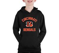 Team Fan Apparel NFL Youth Gameday Hooded Sweatshirt, Pro Football Hoodie Pullover Sweatshirt, Sports Apparel Boys and Girls (Cincinnati Bengals - Black, Youth X-Large)