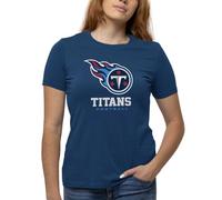 Team Fan Apparel Women's NFL Ultimate Fan Logo Short Sleeve T-Shirt - 100% Cotton - Officially Licensed - Tagless Tee, Tennessee Titans - Navy, XL