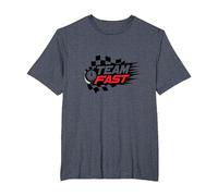 Team Fast Racing Enthusiasts Speedway Motif T-Shirt, Men's Big and Tall, Heather Blue, 3X Tall