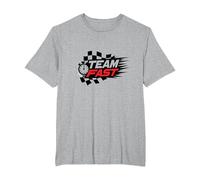 Team Fast Racing Enthusiasts Speedway Motif T-Shirt, Men's Big and Tall, Heather Grey, 4X Tall