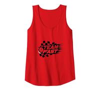 Team Fast Racing Enthusiasts Speedway Motif Tank Top, Women, Red, Large