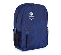 Team GB Backpack with Custom Lion Zippers - Official Merchandise For the Great Britain Olympic Team - Blue Rucksack with Dual Water Bottle Holders