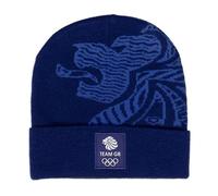 Team GB Beanie Hat - Official Merchandise for The Great Britain Olympic Team - Blue Winter Cap with Large Lion Graphic and Logo Patch