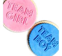 Team Girl/Boy Icing Stamp Embosser Stamp Fondant for Biscuits, Cookies, Cupcake Topper Decorations Stencil for Baby Shower Gender Reveal (60mm)