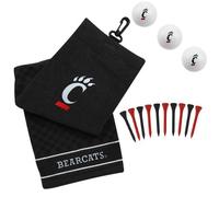 Team Golf NCAA Cincinnati Bearcats Gift Set: Embroidered Golf Towel, 3 Golf Balls, and 14 Golf Tees 2-3/4" Regulation, Tri-Fold Towel 16" x 22" & 100% Cotton