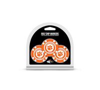 Team Golf NCAA Clemson Tigers 3 Pack Golf Chip Ball Markers, Poker Chip Size with Pop Out Smaller Double-Sided Enamel Markers