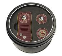 Team Golf NCAA Florida State Seminoles Tin Gift Set with Retractable Divot Tool and 2 Ball Markers Gift Set with 3 Magnetic Ball Markers, Patented Single Prong Design, Causes Less Damage to Greens