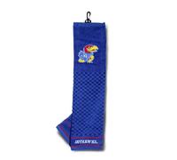 Team Golf NCAA Kansas Jayhawks Embroidered Golf Towel Embroidered Golf Towel, Checkered Scrubber Design, Embroidered Logo