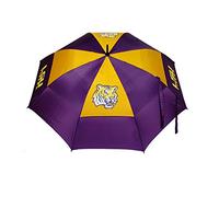 Team Golf NCAA LSU Tigers Golf Umbrella 62" Golf Umbrella with Protective Sheath, Double Canopy Wind Protection Design, Auto Open Button