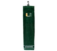Team Golf NCAA Miami Hurricanes Embroidered Golf Towel Embroidered Golf Towel, Checkered Scrubber Design, Embroidered Logo