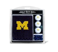 Team Golf NCAA Michigan Wolverines Gift Set: Embroidered Golf Towel, 3 Golf Balls, and 14 Golf Tees 2-3/4" Regulation, Tri-Fold Towel 16" x 22" & 100% Cotton