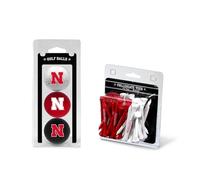 Team Golf NCAA Nebraska Cornhuskers 3 Golf Balls And 50 Golf Tees Logo Imprinted Golf Balls (3 Count) & 2-3/4" Regulation Golf Tees (50 Count), Multi Colored