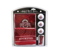 Team Golf NCAA Ohio State Buckeyes Gift Set: Embroidered Golf Towel, 3 Golf Balls, and 14 Golf Tees 2-3/4" Regulation, Tri-Fold Towel 16" x 22" & 100% Cotton