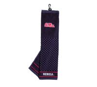 Team Golf NCAA Ole Miss Rebels Embroidered Golf Towel Embroidered Golf Towel, Checkered Scrubber Design, Embroidered Logo