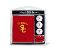 Team Golf NCAA USC Trojan Gift Set: Embroidered Golf Towel, 3 Golf Balls, and 14 Golf Tees 2-3/4" Regulation, Tri-Fold Towel 16" x 22" & 100% Cotton