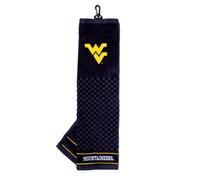 Team Golf NCAA West Virginia Mountaineers Embroidered Golf Towel Embroidered Golf Towel, Checkered Scrubber Design, Embroidered Logo