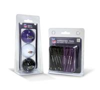 Team Golf NFL Baltimore Ravens 3 Golf Balls And 50 Golf Tees Logo Imprinted Golf Balls (3 Count) & 2-3/4" Regulation Golf Tees (50 Count), Multi Colored