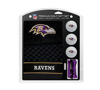 TEAM GOLF NFL Baltimore Ravens Gift Set: Embroidered Golf Towel, 3 Golf Balls, and 14 Golf Tees 2-3/4" Regulation, Tri-Fold Towel 16" x 22" & 100% Cotton