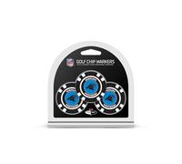 Team Golf NFL Carolina Panthers 3 Pack Golf Chip Ball Markers, Poker Chip Size with Pop Out Smaller Double-Sided Enamel Markers