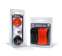 Team Golf NFL Cincinnati Bengals 3 Golf Balls And 50 Golf Tees Logo Imprinted Golf Balls (3 Count) & 2-3/4" Regulation Golf Tees (50 Count), Multi Colored