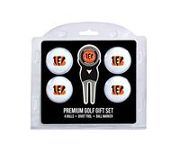 Team Golf NFL Cincinnati Bengals 4 Golf Ball And Divot Tool Set Regulation Size Golf Balls (4 Count) & Divot Tool with Removable Double-Sided Magnetic Marker