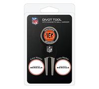 Team Golf NFL Cincinnati Bengals Divot Tool Pack With 3 Golf Ball Markers Divot Tool with 3 Golf Ball Markers Pack, Markers are Removable Magnetic Double-Sided Enamel