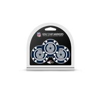 Team Golf NFL Dallas Cowboys 3 Pack Golf Chip Ball Markers, Poker Chip Size with Pop Out Smaller Double-Sided Enamel Markers