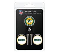 Team Golf NFL Green Bay Packers Divot Tool Pack With 3 Golf Ball Markers Divot Tool with 3 Golf Ball Markers Pack, Markers are Removable Magnetic Double-Sided Enamel