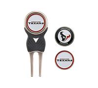 Team Golf NFL Houston Texans Divot Tool Pack With 3 Golf Ball Markers Divot Tool with 3 Golf Ball Markers Pack, Markers are Removable Magnetic Double-Sided Enamel