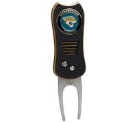 Team Golf NFL Jacksonville Jaguars Retractable Divot Tool with Double-Sided Magnetic Ball Marker, Features Patented Single Prong Design, Causes Less Damage to Greens
