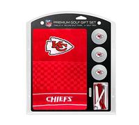 Team Golf NFL Kansas City Chiefs Embroidered Towel, 3 Balls, and Tee Set - Gift Set With Tri-Fold Towel 16" x 22" & 14 Tees 2-3/4" Regulation