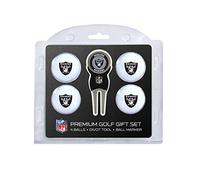 Team Golf NFL Las Vegas Raiders 4 Golf Ball And Divot Tool Set Regulation Size Golf Balls (4 Count) & Divot Tool with Removable Double-Sided Magnetic Marker