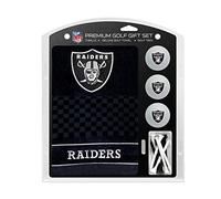 Team Golf NFL Las Vegas Raiders Embroidered Golf Towel, 3 Golf Ball, and Golf Tee Set Gift Set Embroidered Golf Towel, 3 Golf Balls, and 14 Golf Tees 2-3/4" Regulation, Tri-Fold Towel 16" x 22" & 100%