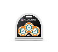 Team Golf NFL Miami Dolphins 3 Pack Golf Chip Ball Markers, Poker Chip Size with Pop Out Smaller Double-Sided Enamel Markers