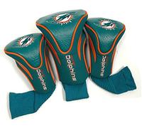 Team Golf NFL Miami Dolphins Contour Golf Club Headcovers (3 Count) Numbered 1, 3, & X, Fits Oversized Drivers, Utility, Rescue & Fairway Clubs, Velour lined for Extra Club Protection
