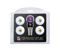Team Golf NFL Minnesota Vikings 4 Golf Ball And Divot Tool Set Regulation Size Golf Balls (4 Count) & Divot Tool with Removable Double-Sided Magnetic Marker