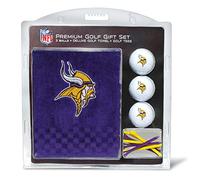 TEAM GOLF NFL Minnesota Vikings Gift Set: Embroidered Golf Towel, 3 Golf Balls, and 14 Golf Tees 2-3/4" Regulation, Tri-Fold Towel 16" x 22" & 100% Cotton